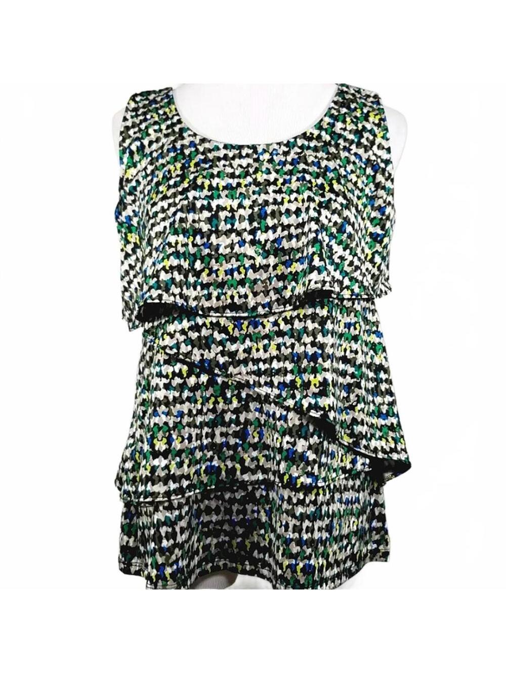 Melissa Paige Tiered Ruffle Sleeveless Blouse Size Medium